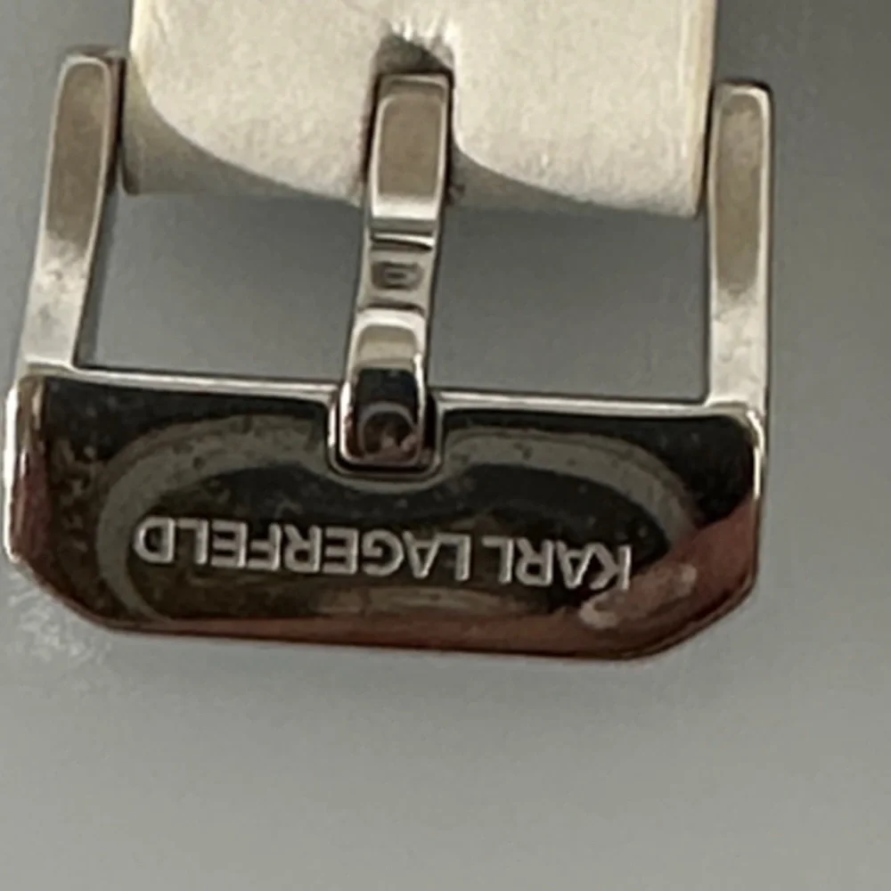 Karl Lagerfeld Silver and lWhite leather watch Bracelet
